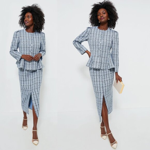 Tuckernuck Dresses & Skirts - Tuckernuck NEW Blue Dorset Tweed Cynthia Skirt and Mae Top Matching Set Size XS